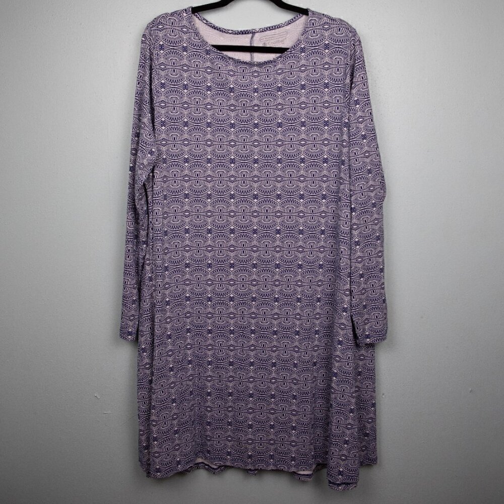Coolibar UPF 50+ white and blue long sleeve tunic dress-XL
